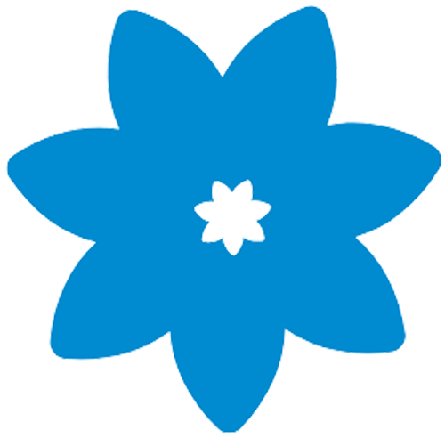 Grafik einer Blume in Blau als Dekoelement