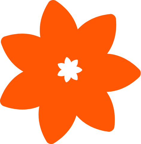 Grafik einer orangen Blume als Dekoelement