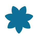 Grafik einer blauen Blume als Dekoelement