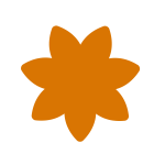 Grafik einer dunkel orangen Blume als Dekoelement