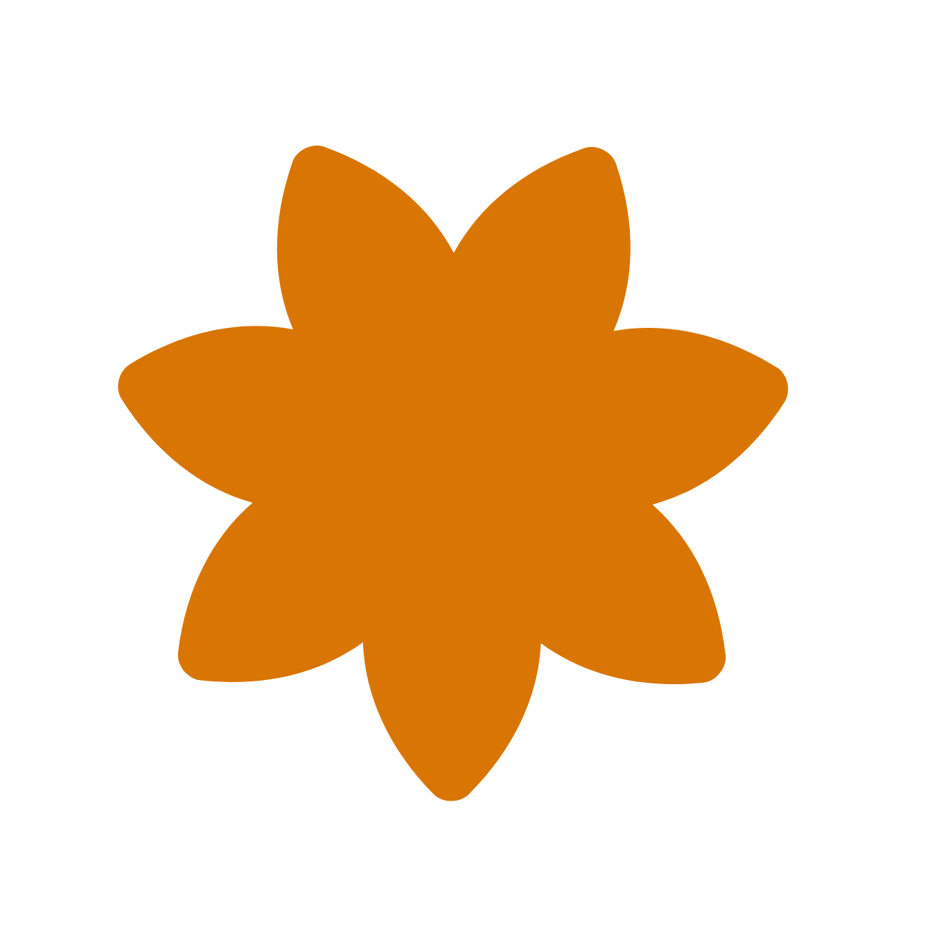 Grafik einer dunkel orangen Blume als Dekoelement