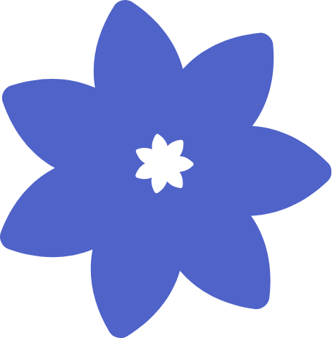 Grafik einer dunkelblauen Blume als Dekoelement