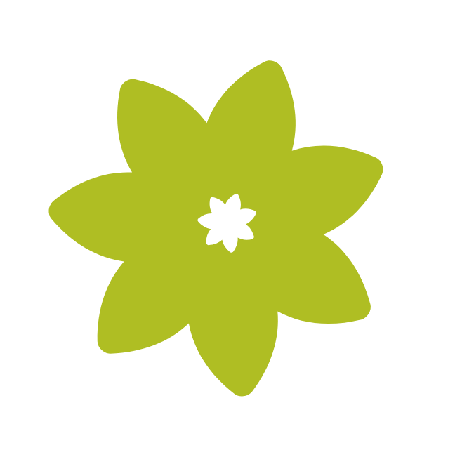 Grafik einer hellgrünen Blume als Dekoelement