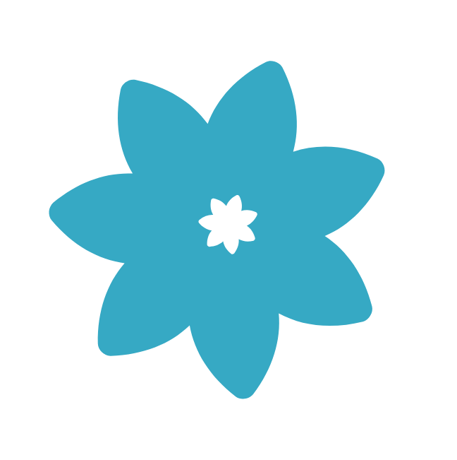 Grafik einer blauen Blume als Dekoelement