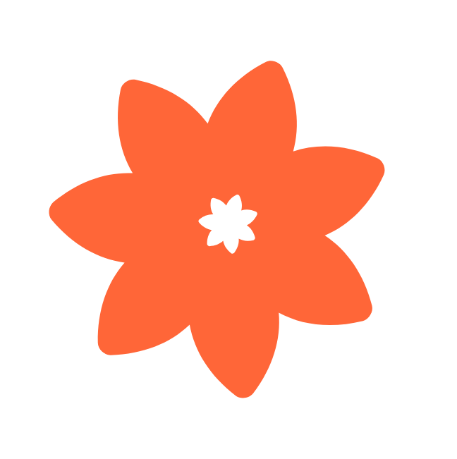 Grafik einer orangen Blume als Dekoelement