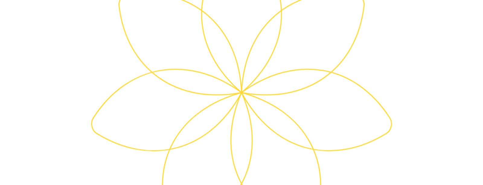 Grafik einer Blume mit gelben Outlines als Dekoelement