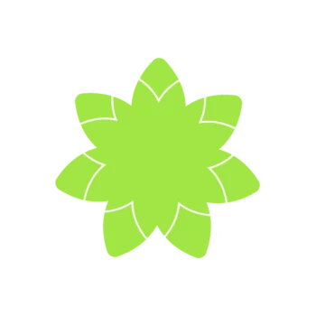 Icon: eine grüne Blume, umgeben von zwei weißen Konturen in Blumenform. Nachhaltigkeit