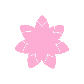 Icon: eine rosa Blume, umgeben von zwei weißen Konturen in Blumenform. Diversität und Vielfalt Grafik