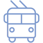 Icon von einem Bus mit lila Outlines