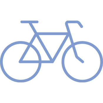 Icon von einem Fahrrad mit lila Outlines