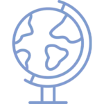 Icon eines Globusses mit lila Outlines