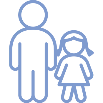 Icon von Kindern und Jugendlichen mit lila Outlines