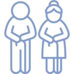 Icon von älteren Menschen mit lila Outlines