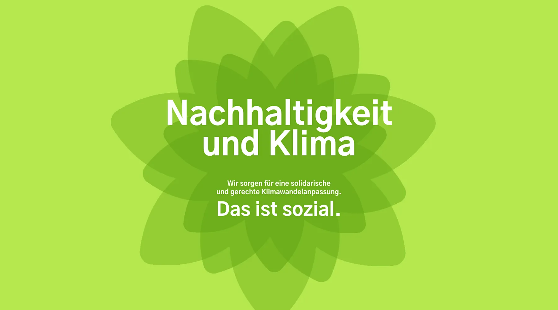 Nachhaltigkeit und Klima - Wir sorgen für eine solidarische und gerechte Klimawandelanpassung. Das ist sozial.